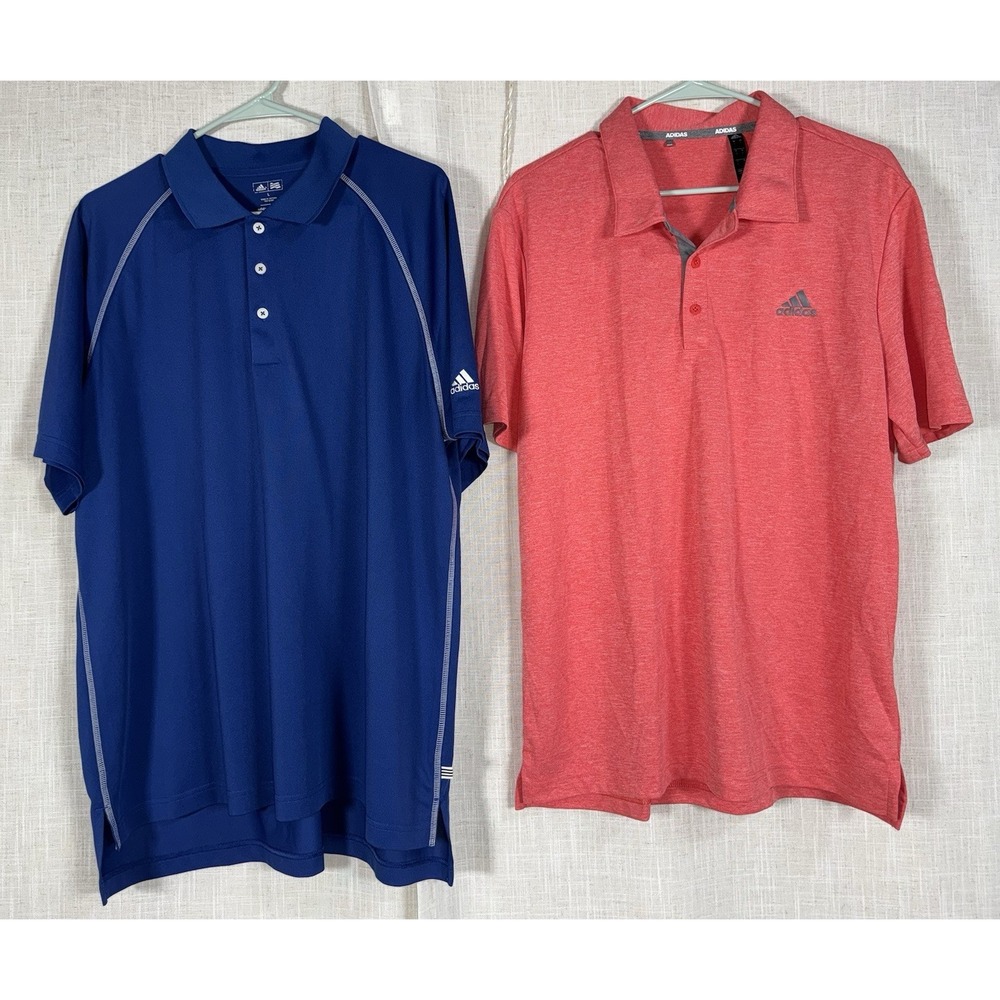 Adidas Men's L Large Golf Polo Collared Short Sleeve Shirts Lot of 2